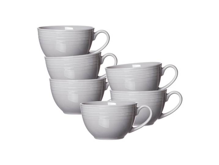 Ritzenhoff Breker Kaffeetassen Levi Grau 220 ml 6er Set, Keramik, 0.22 L, Rund, Geschirr, Tassen, Kaffeetassen