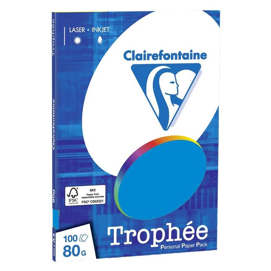 Clairefontaine Kopierpapier Trophee A4 80g/qm VE=100 Blatt karibik-blau (A4, 80 g/m²) (4111C)
