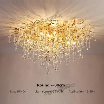 Uplifted Finds Nordic Luxury Gold K9 Crystal Chandelier   Modern LED Chandelier Fixture round 80cm silver Body cold White