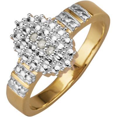 Diamantring FIRETTI "Schmuck Geschenk Silber 925 Damenring Ring" Gr. 52, silber (gelbgoldfarben, silberfarben), Fingerringe, Damen, 52, 0,03 P3 = leicht erkennbare Einschlüsse, Diamanten Silber 925 (Sterlingsilber), 2,7mm, Diamanten, Silber 925...