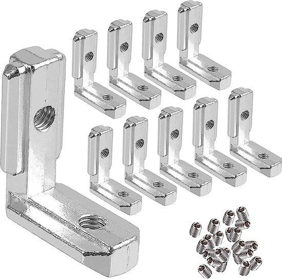 Aluminium profiel hoekverbinder set van 10 stuks inclusief schroeven