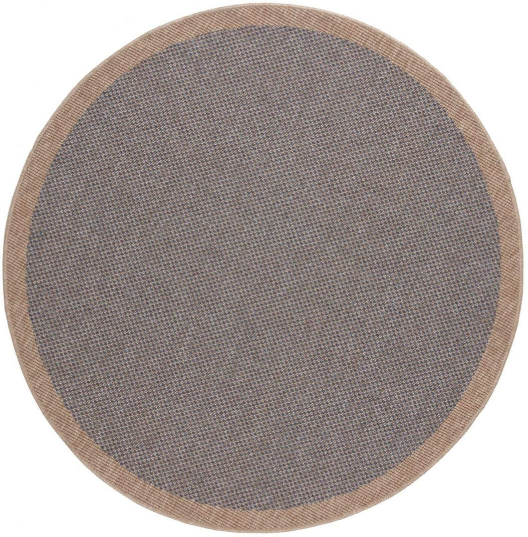 THE RUGS Nature Collection Chequered Kilim Indoor / Outdoor Area Rug Blue Round 160 cm