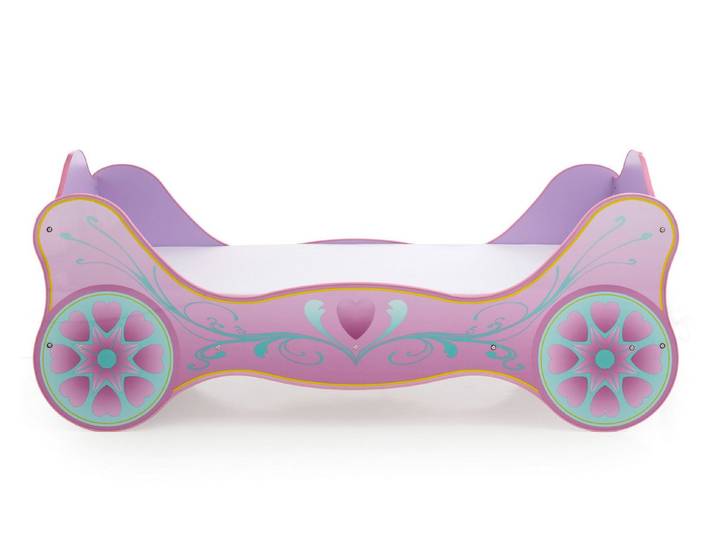Begabino Autobett Kinderbett Prinzessin Kutsche Lila mit Matratze, Lattenrost 90x200 cm
