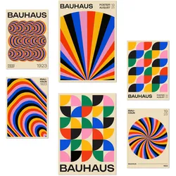 POSTER Set Mit 6 Geometrische Bauhaus Farben Und Formen A3 & A4 Rahmenlos