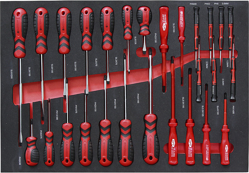 kaiserkraft Werkzeug-Shadowboards, Schraubendreher-Satz, für BxT 536 x 410 mm, 21-teilig