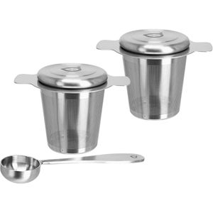 Bredemeijer Teesieb Teefilter, Edelstahl, für Tassen, mit Deckel und Teemaßlöffel, 2 Stück