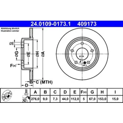 Bremsscheibe ATE 24.0109-0173.1 (2 Stk.) für Mercedes-Benz B Sports Tourer A