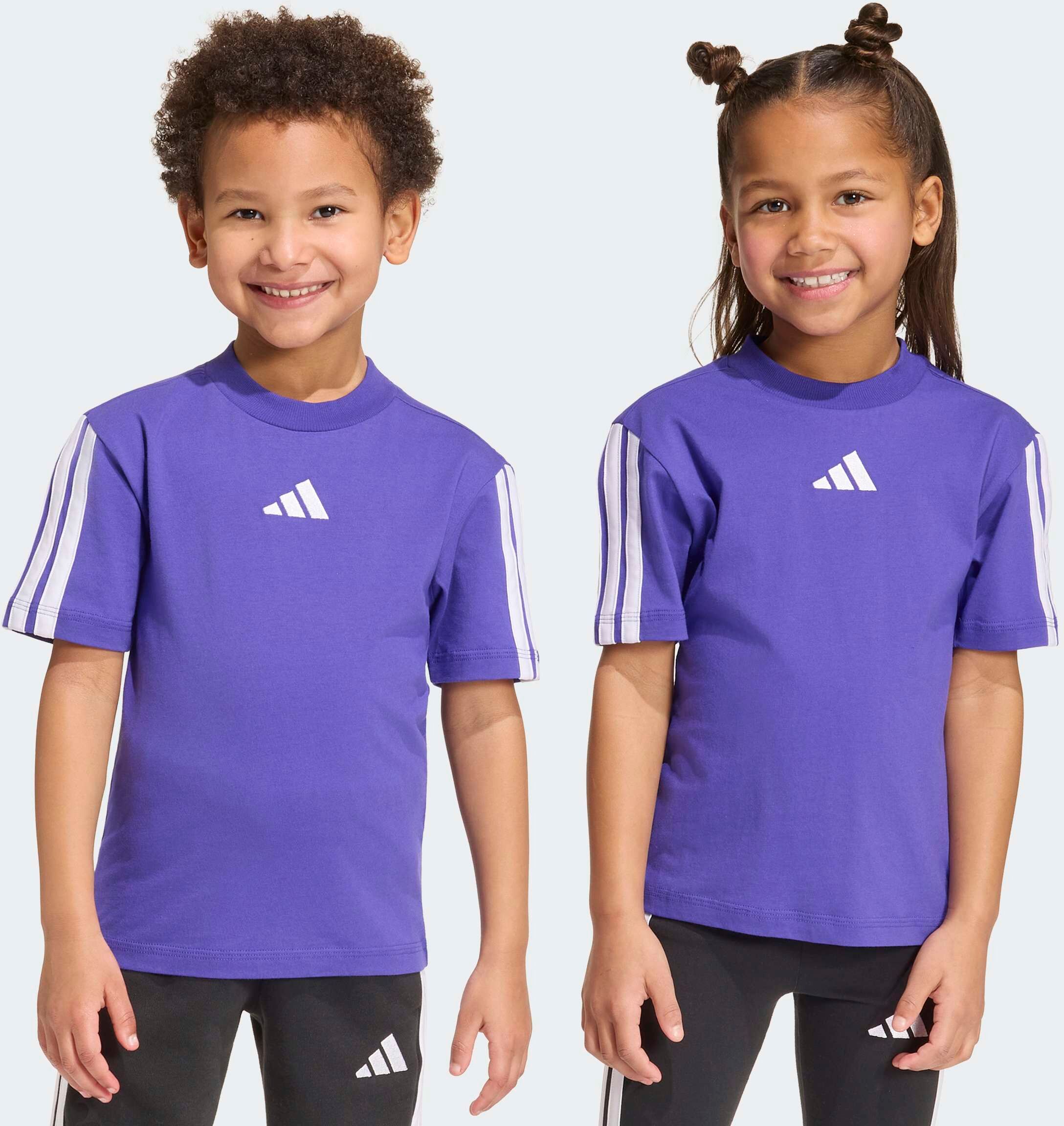 T-Shirt ADIDAS SPORTSWEAR "ESSENTIALS KIDS", Jungen, Gr. 110, lila (pure lila, frozen lila), Obermaterial: 100% Baumwolle, Rundhals, Shirts T-Shirt, für Kinder, mit sportlichem Stil, Kurzarmdesign, aus Baumwolle pure lila, frozen lila 110