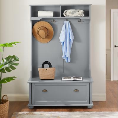 toswini 4-in-1 Entryway Hall Tree with Shoe Bench, Coat Hooks, Open Shelves and Cabinet Storage