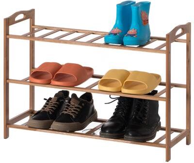 Basicwise Bamboo Storage Shoe Rack, Free Standing Shoe Organizer Storage Rack