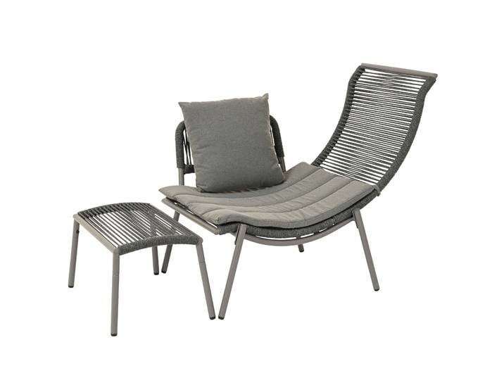 Liegenset Kauai 2tlg., inkl. Fußhocker und Kissen, grau