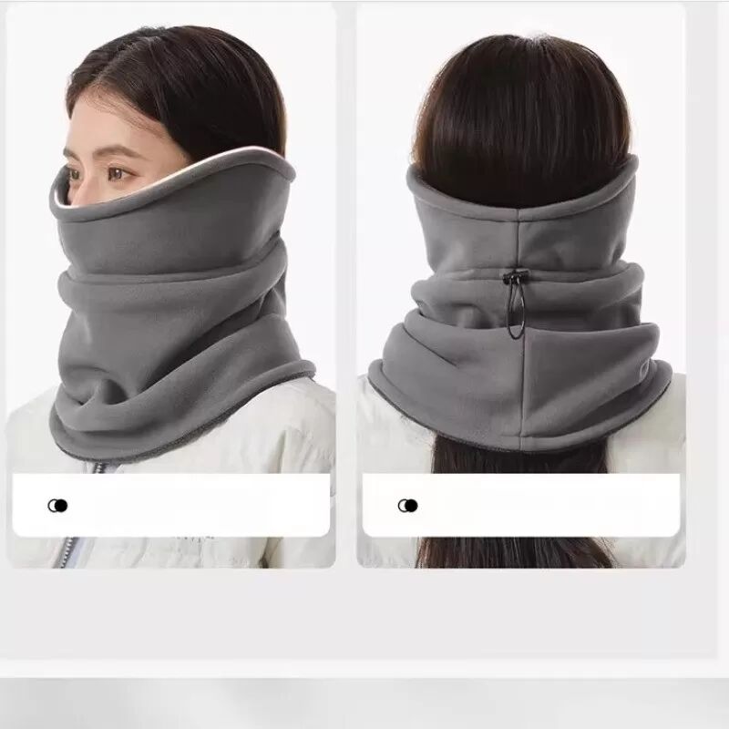 INF Cache-Cou de Cyclisme Épais en Polaire - Masque Thermique Coupe-Vent d'Hiver Gris