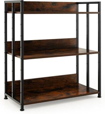 Costway 3/5-Tier Industrial Bookshelf Storage Shelf Display Rack with Adjustable Shelves-3-Tier