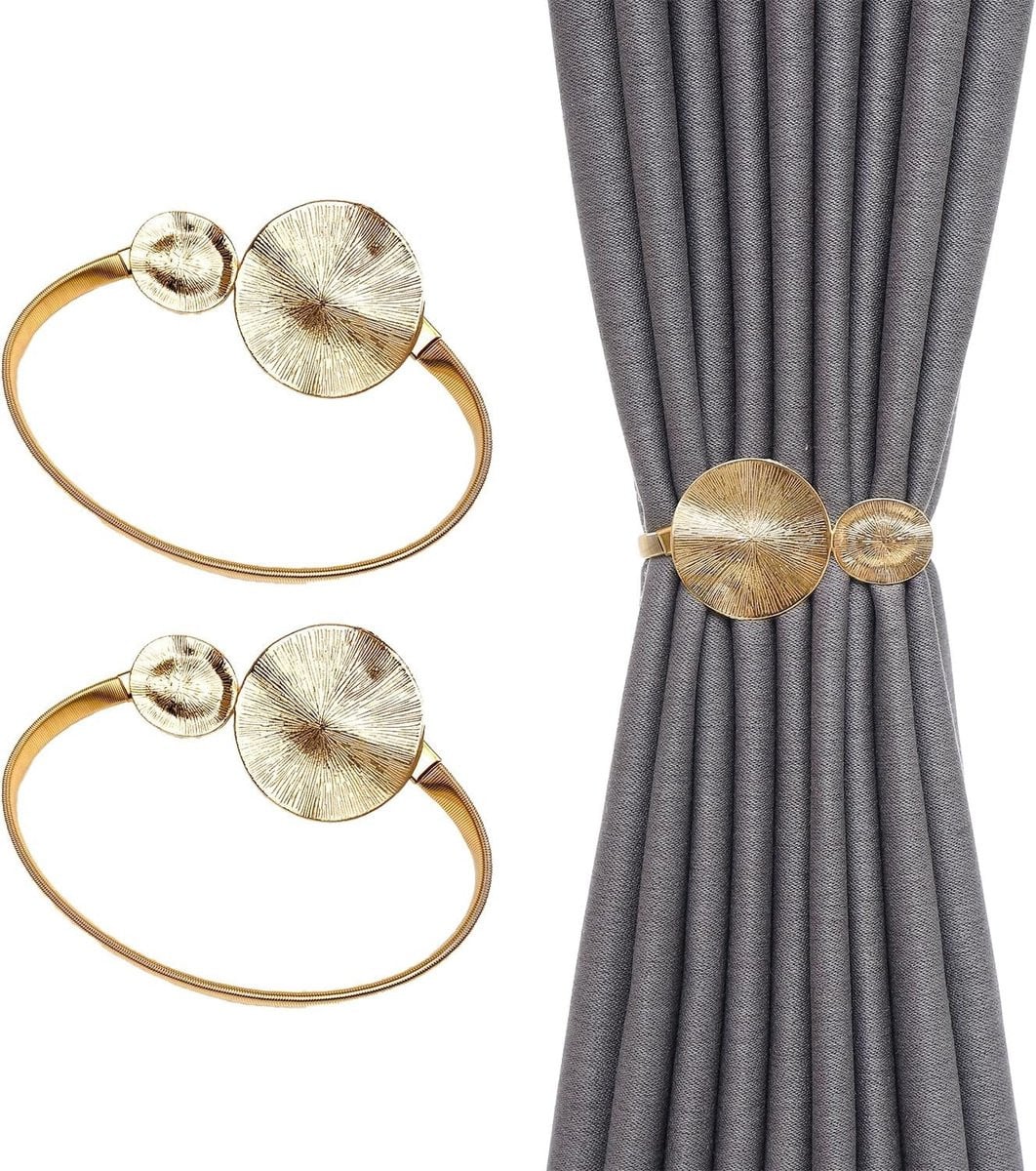 SnelShoppen Gouden Gordijnhaak Set van 2 stuks - Minimalistische Metalen Gordijnhouders voor Thuis en Kantoor