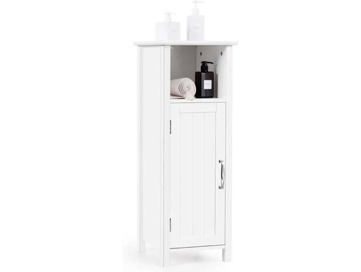 GOPLUS Moderne Armoire de Salle de Bain avec Porte sur Pied Meuble Colonne Stockage avec Tiroir Rangement de Salle de Bain