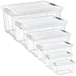 Storage Solutions 6er-Set Vorratsboxen Transparent (1,25–30L): Robuste Aufbewahrungsboxen & Frischhalteboxen mit Decke, Vorratsbehälter