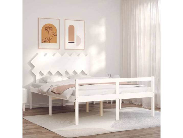 Lit personne âgée blanc 140x190 cm bois massif accès facile sécurité literie senior confortable pratique