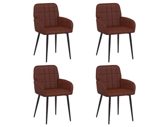 Winter Sale Chaises de cuisine (Lot de 4) Simili Cuir Brun Brillant 57x50x85 cm avec accoudoirs et entretien facile 154431