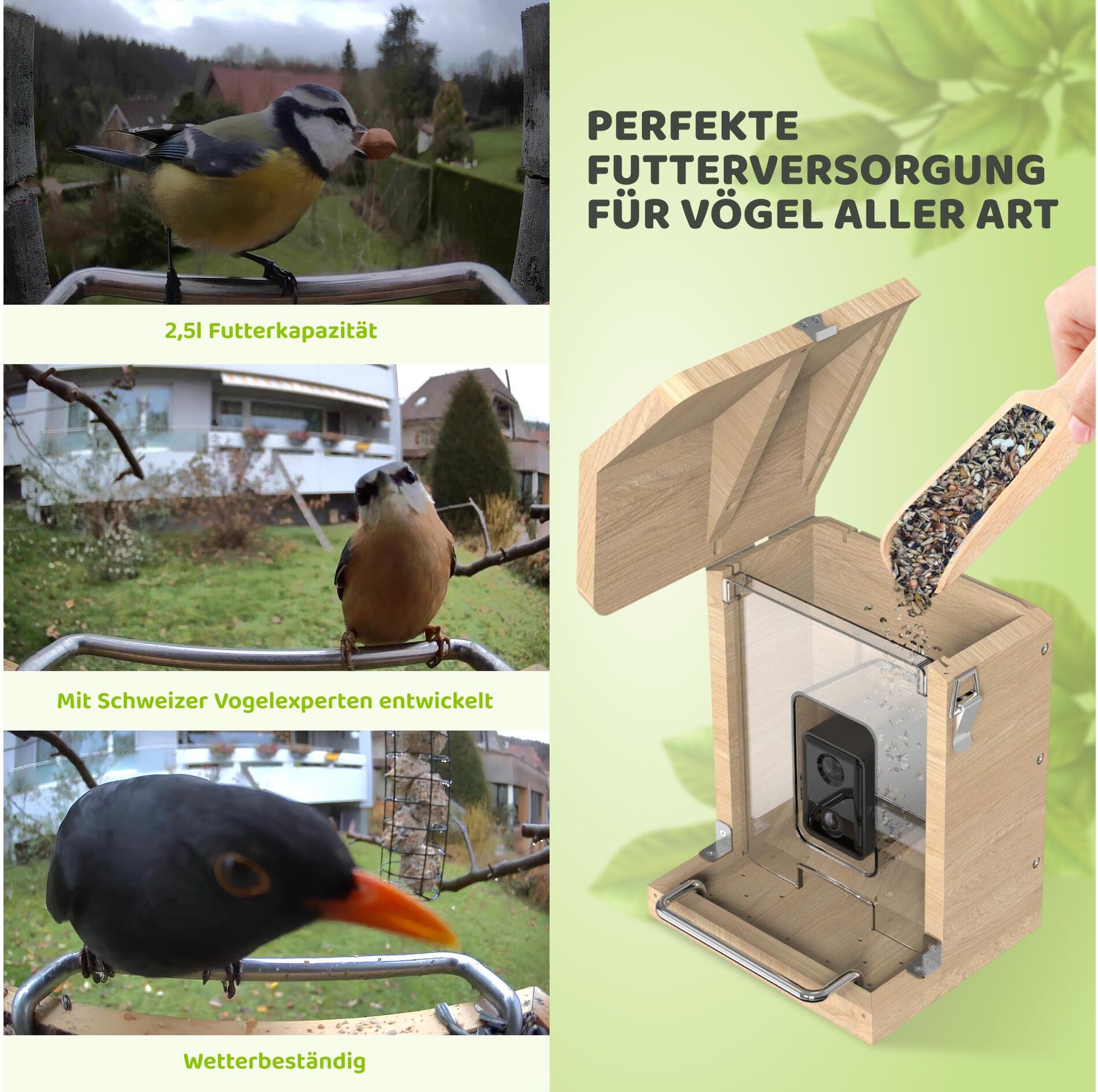 Vogelhaus "Sanilu mit Kamera mit Solarpanel", braun, Tierhäuser, Vogelhaus braun Einheitsgröße