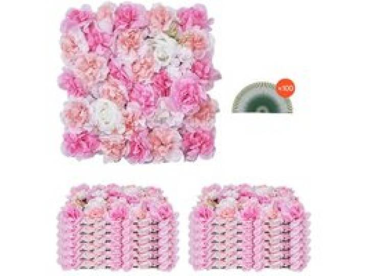 VEVOR Künstliche Hecke, 12 Stück, 380x380x65 mm, Künstliche Pflanzenwand, nahtloses Design und einfache Installation für Hochzeit, Valentinstag, Zuhause, Babyparty, Hintergrunddekoration, Rosa