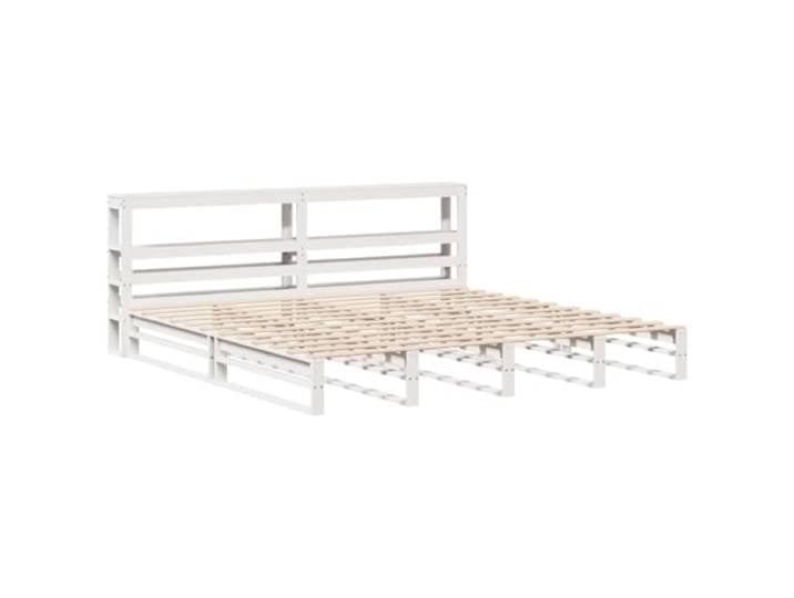 KTHLBRH Bettgestell weiß 200 x 200 cm Massivholz Kiefer Mit Ablagen, Kopfteil im Lieferumfang enthalten, Lattenrost, optimale Unterstützung, Montage erforderlich