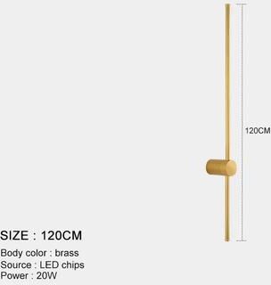 Inspired Living Modern Linear LED Wall Sconce Black Minimalist Bedside Light brass 120cm warm White (2700 3500k)