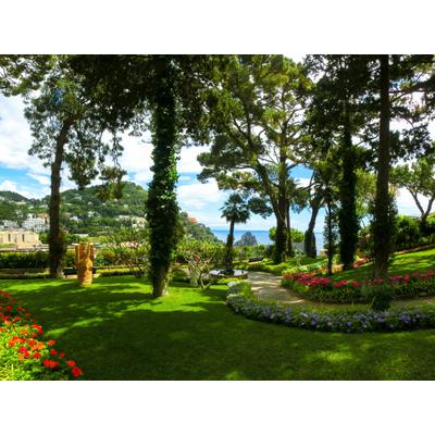 Fototapete PAPERMOON "Capri Island Garden", bunt, B:3,5m L:2,6m, Vlies, Tapeten