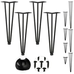 Relaxdays 4er Set Hairpin Legs mit 3 Streben Schwarz