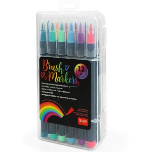 Legami Brush-Pen Bright Colours, BUMA0001, farbig sortiert, Pinselspitze, 12 Stück