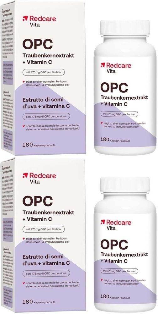 Redcare von Shop Apotheke Redcare Vita OPC Traubenkernextrakt+ Vitamin C x2 2x180 St Kapseln
