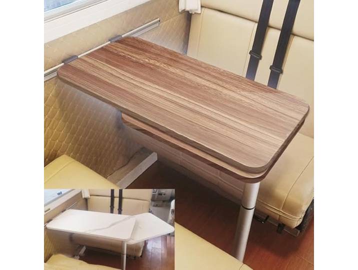 WXXSHGDW Wohnmobiltische Klappbar, Wohnmobiltisch, Wohnmobil Esstisch, Doppelschichtige Schwenkbare Tischbeine, Die Untere Tischplatte Kann Um 360 ° Gedreht Werden, für Wohnmobilanhänger(Brown)