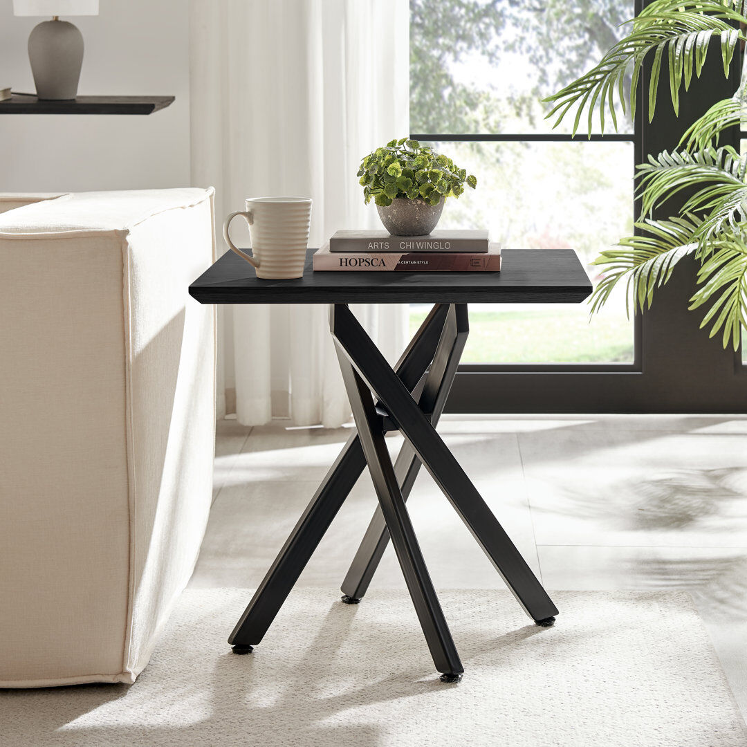 George Oliver Lenworth Cross Legs End Table Black 55cm H X 55cm W X 139.7cm D
