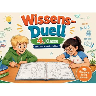 Wissens-Duell-Buch 4. Klasse: Mathe, Deutsch, Englisch, Wissen & Rätsel - stark und spielerisch durchs 2. Halbjahr, Taschenbuch von Janin Ziegenhagen,