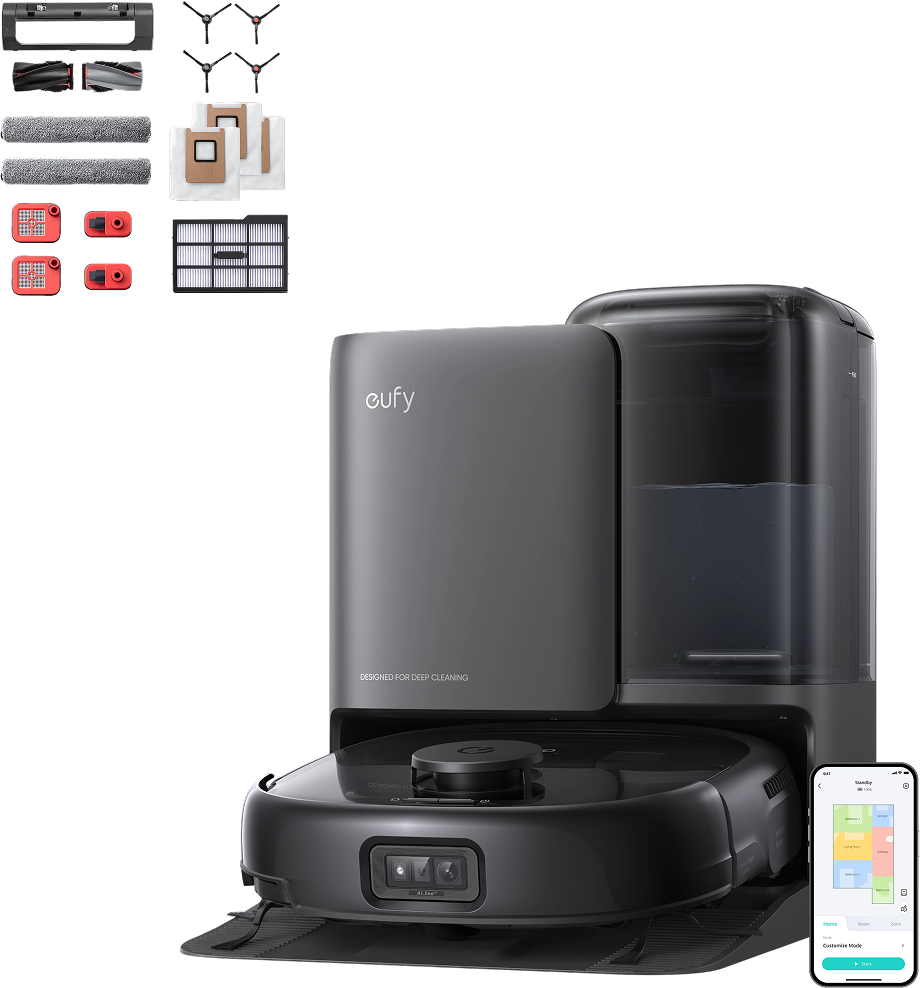 eufy Robot aspirateur Omni E25 + Kit de pièces de rechange pour robot aspirateur Omni E25/E28 eufy