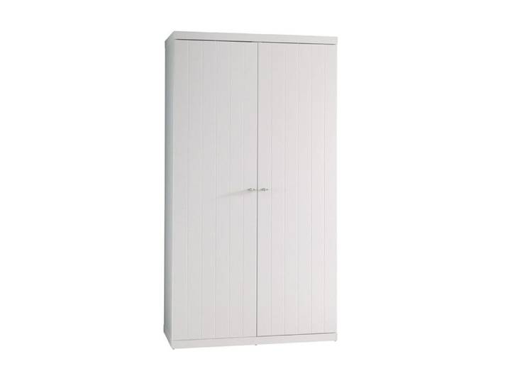 CLEO - Armoire 2 Portes Effet Lambris Blanc Laqué