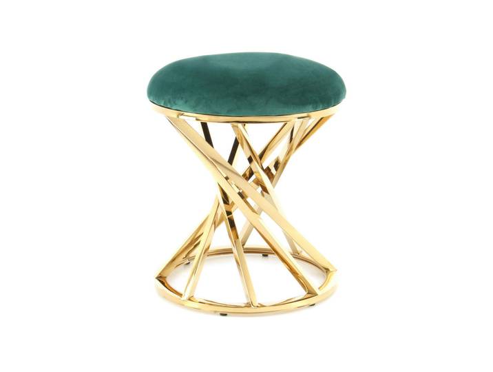 Kayoom Hocker, Grün, Gold, Metall, Füllung: Schaumstoff, rund, 40x49x40 cm, Wohnzimmer, Hocker, Sitzhocker