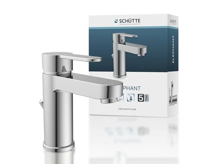Schütte Elephant 34210 lavabo élégant vidange\, mitigeur monocommande avec Excentrique Pop-up et Robinet de Salle de Bain Chromé
