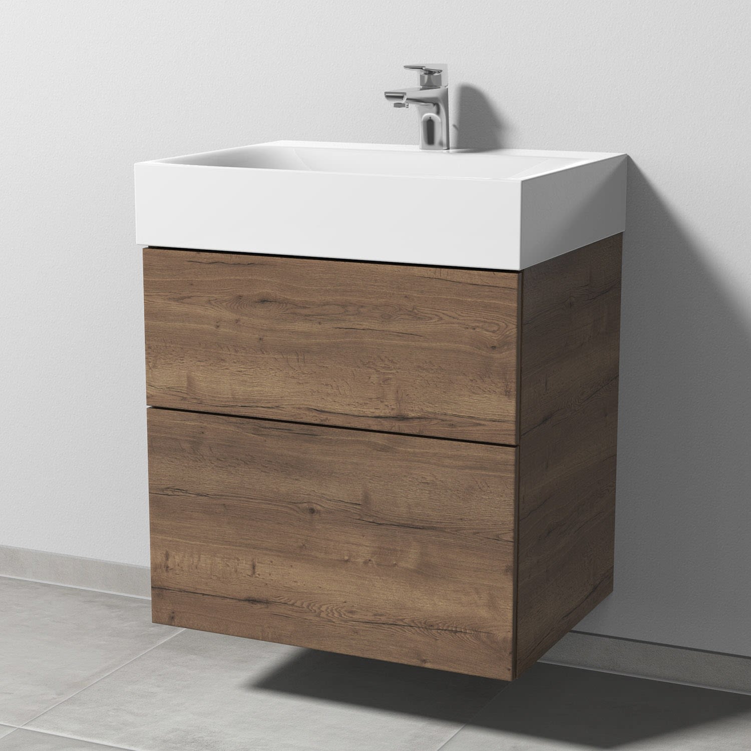 Sanipa 3way Waschtischunterbau für Stahl-Email-Waschtisch Silenio 60 cm, 2 Auszüge mit Push to open