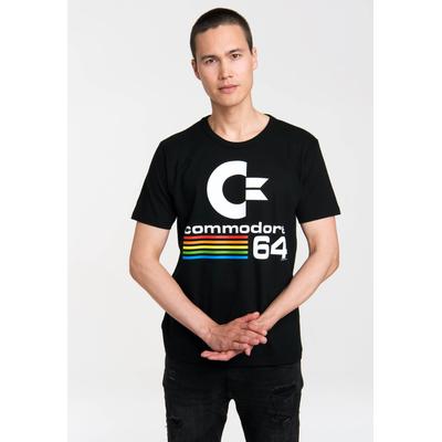 T-Shirt LOGOSHIRT "Commodore C64 Logo", Herren, Gr. M, schwarz, 100% Baumwolle, bedruckt, normal, Rundhals, Shirts T-Shirt, mit C64-Print