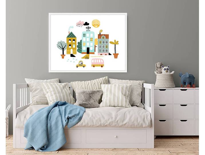 Tableau déco Carton City 63 x 83cm Multicolore