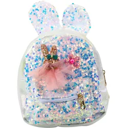 Kinderrucksack Pailletten Hasenohren Weiß 22cm 4,4L