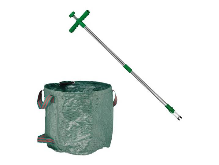 Relaxdays Unkrautstecher mit Gartenabfallsack