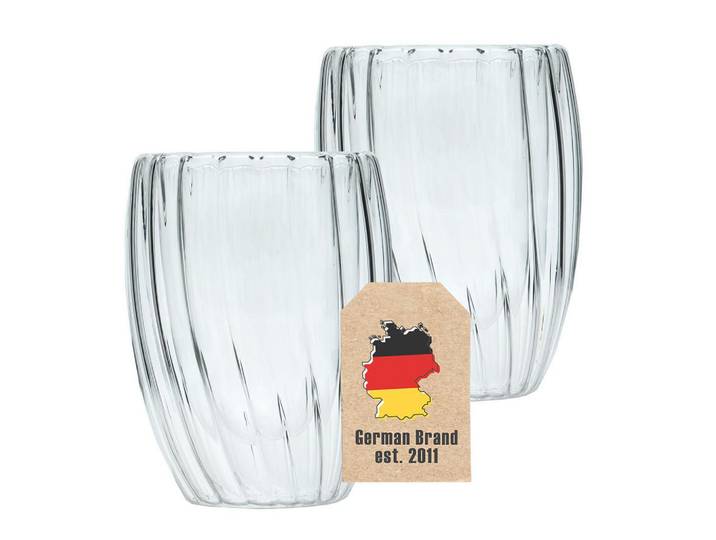 Intirilife Thermo TEE Glas 210ml (2-tlg), Transparent, Glas, 0.21 L, doppelwandig, Glas, Gläser-Sets