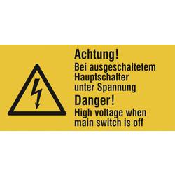 SAFETYMARKING Warn-Kombischild Bei ausgeschaltetem Hauptschalter unter Spannung Folie selbstklebend (B x H) 65 mm x 32 mm ISO 7010 6 St. 30.0605