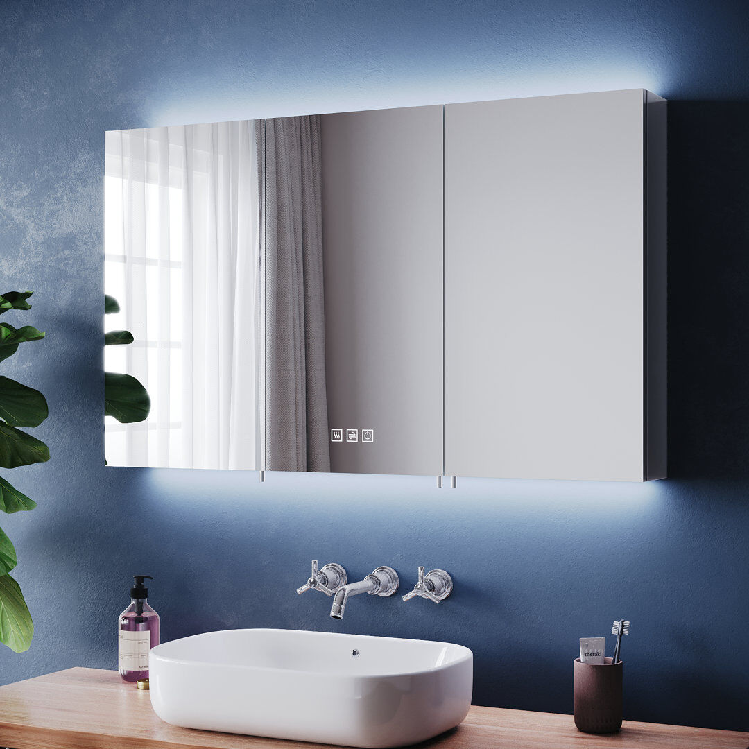 Metro 100mm W 60mm H Medicine Cabinet Mirror 5 Adjustable White 60mm H