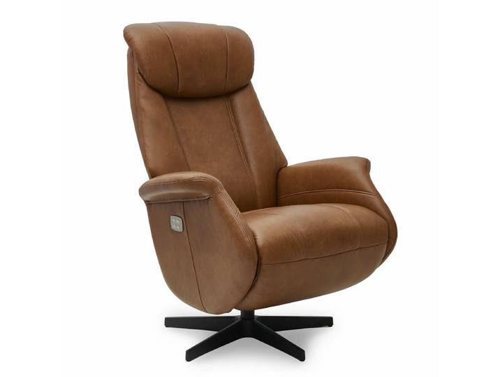 Elektrischer Relaxsessel Bonanza - Echtleder Cognacbraun, 2 Motoren