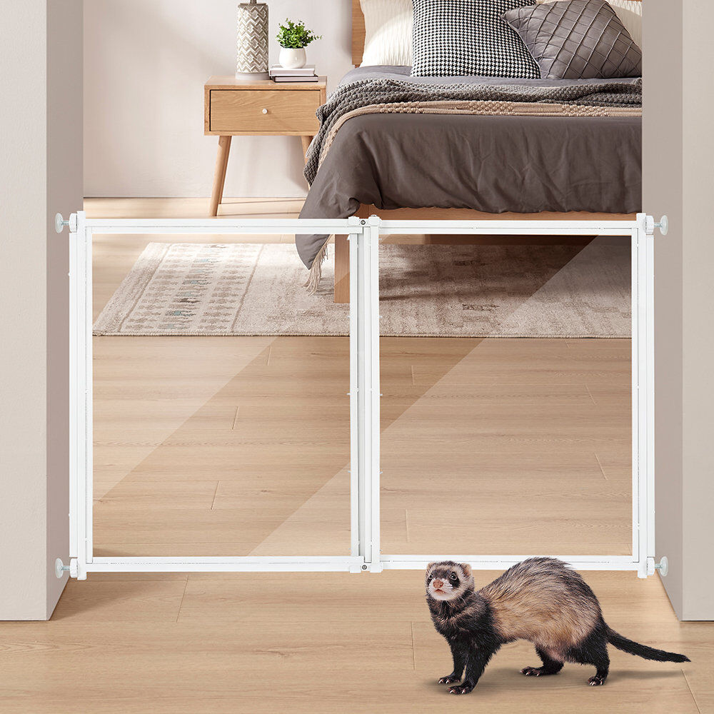 Blue Elephant Polycarbonate (PC) Pressure Mounted Pet Gate White 66 - 122 cm W
