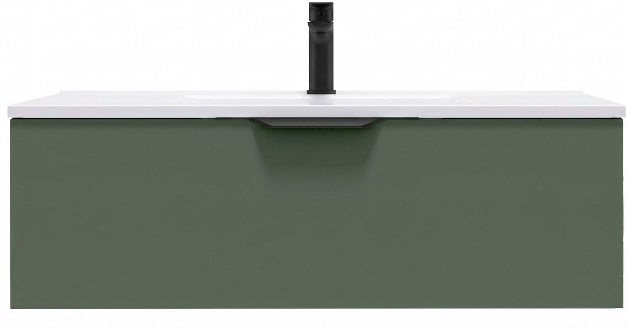 Meuble de salle de bain suspendu vasque intégrée 90cm 1 tiroir Vert Amazonie - Venice