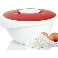 Westmark Rührschüssel mit zweigeteiltem Deckel, 2,5 l, weiß/rot, 3153227R