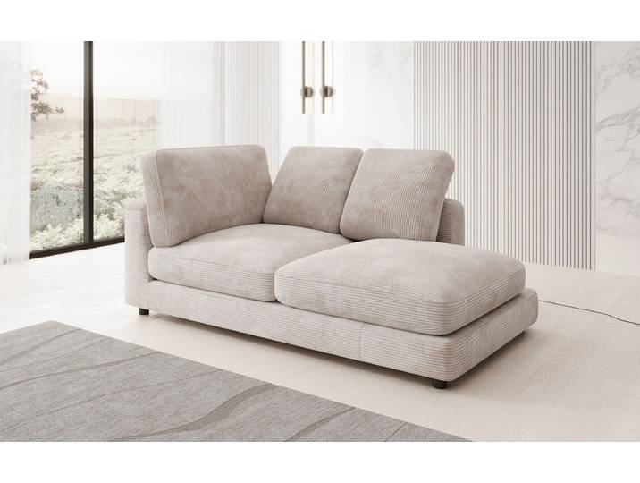 Designer Chaise Longue-Sofa Thalessa in Cord - Beige - Rechts - Luxusbetten24